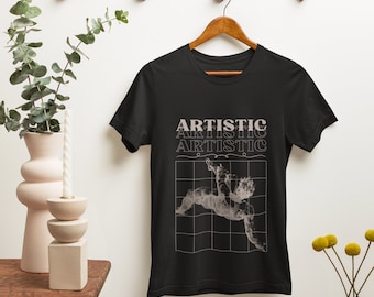 Streetwear T-Shirt minimalistisch mit Spruch - Beige Text auf schwarzer 100% weicher Baumwolle, Unisex, Artsy geschenk für ihn, für sie