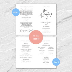May include: Wedding ceremony programme with a white background and black text. The programme includes the names of the bride and groom, Courtney Johnson and Jacob Smith, the wedding date, June 15, 2014, and the wedding venue, New York, New York. The programme also includes a list of the wedding party members and their roles.