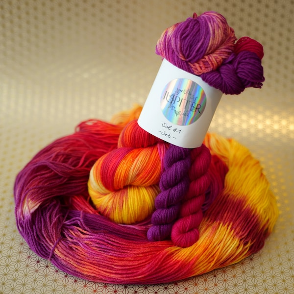 Sockengarn Set mit Minis Merino Superwash Wolle Sonnenuntergang 140g 560m Sol #1