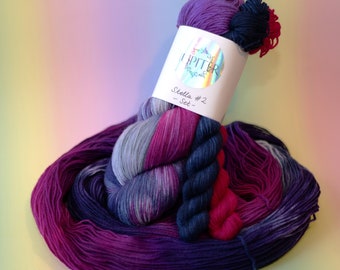 Sock Yarn Set with Minis Merino Superwash Wool Galaxy Night Sky Blue Purple Pink 140g 560 m Stella #2