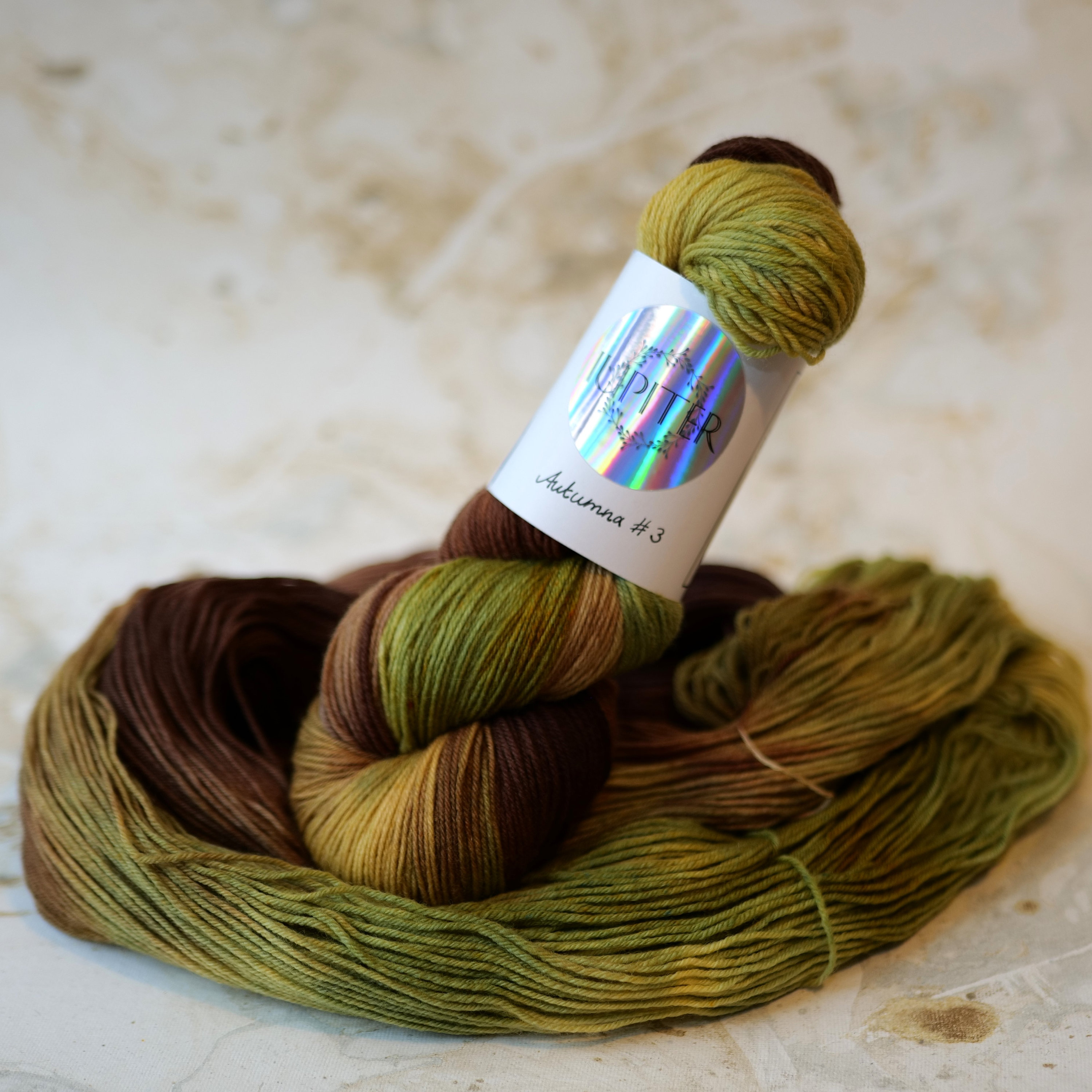 Sock yarn with Merino 100g 400 m autumn green brown sock yarn Autumna #3