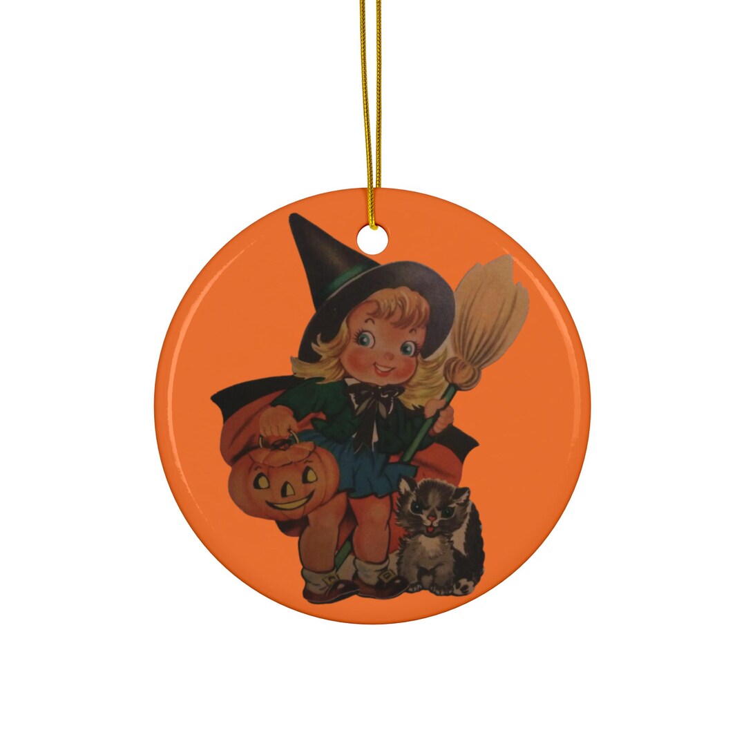 Vintage Cute Witch Trick or Treater Halloween Christmas Ceramic ...