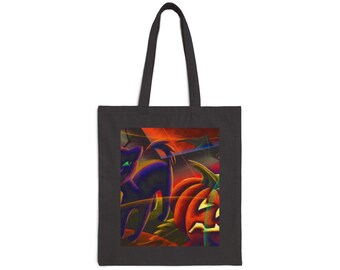 Schwarze Katzen Halloween Baumwoll Canvas Einkaufstasche
