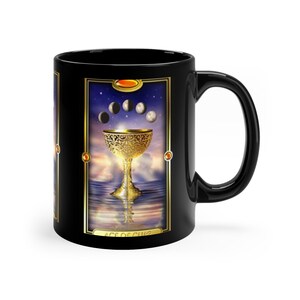 Ace of Cups Tarot Card Halloween Black Coffee Mug, 11oz