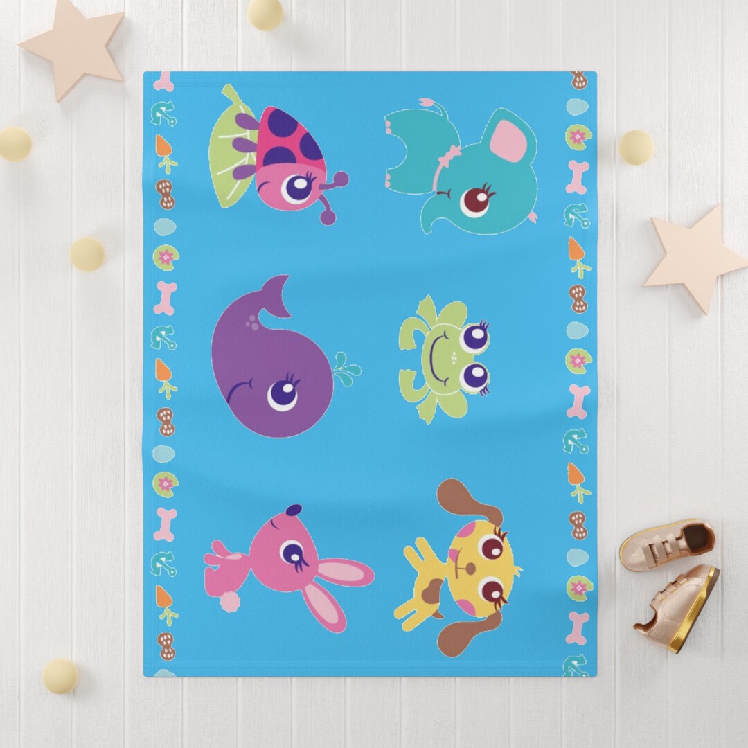 Cute Baby Animals on Blue Soft Fleece Baby Blanket - Etsy