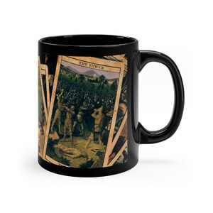 Tarot Cards Halloween Black Coffee Mug, 11oz