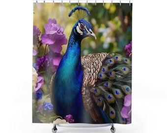 Pfau Lila Blumen Duschvorhänge