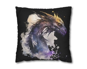 Spun Polyester Square Pillow Case.  Dragon 1