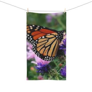 Butterfly Garden Hand Towel - Floral Kitchen Towels, Eco-Friendly Home Decor, Gifts for Her, Nature Lover&#39;s Accessory, Bathroom Decor