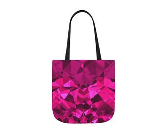 Bolso tote de lona con gemas en rosa intenso y correas de 5 colores