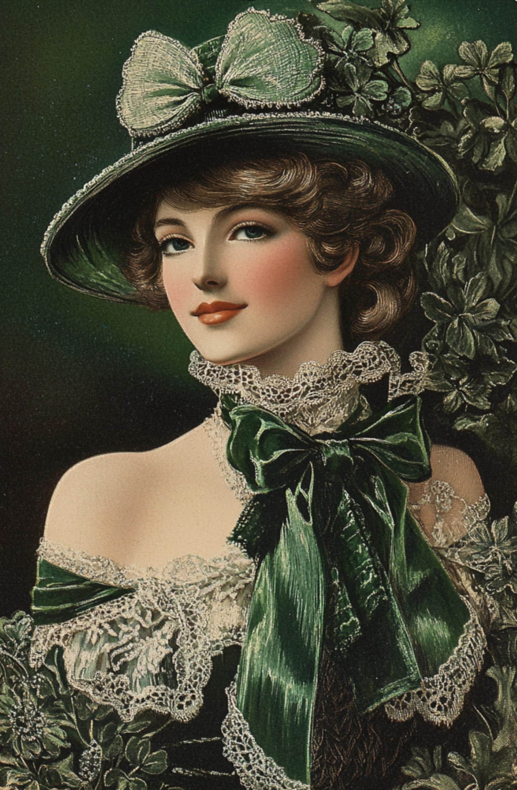 Vintage Victorian Pretty Irish Woman St. Patrick's Day Cut Out ...