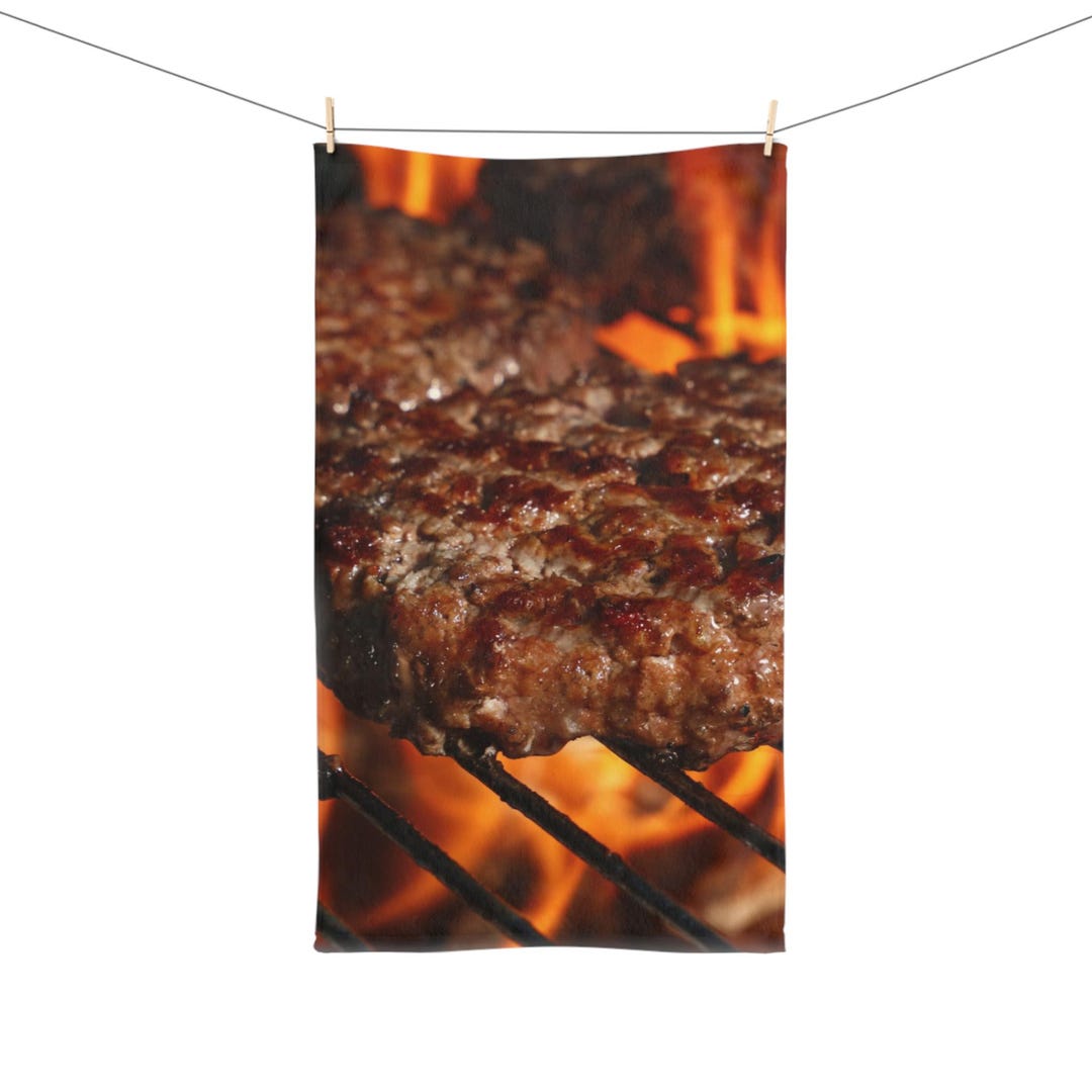 BBQ Hamburgers Hand Towel for Grill Lovers, Cooking Gift, Kitchen Decor ...