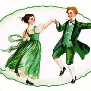 Vintage irländskt par som dansar St. Patricks Day-dekoration