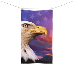 Patriotic Eagle Hand Towel | American Flag Decor, Kitchen Towel, Gift for Patriots, Fourth of July, Home Decoration