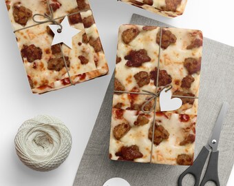 Sausage Pizza Birthday Wrapping Papers