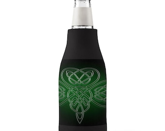 Funda enfriadora de botellas con cremallera y diseño de nudo celta y trébol para el Día de San Patricio