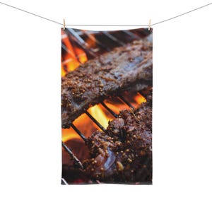 グリルBBQステーキハンドタオル - 肉好きの方、キッチン装飾、料理ギフト、夏のバーベキュー、屋外調理に最適