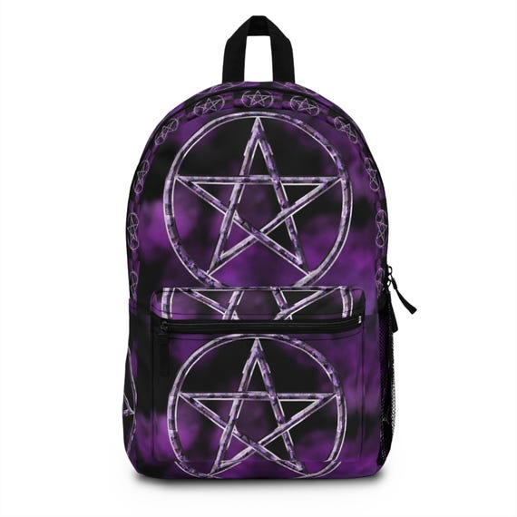 Lavender Pentagram Detail Backpack - Unbranded Faux Leather “Purple Pentagram” - Messenger Backpack. ? www  main image 4