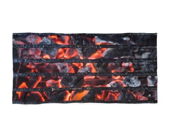 Burning Charcoal Beach Towel