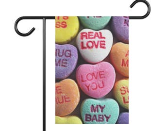 Colorful Conversation Candy Hearts Flags Valentine's Garden & House Banner