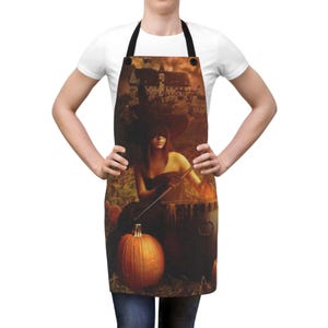 Spooky Witch with Pumpkins Apron