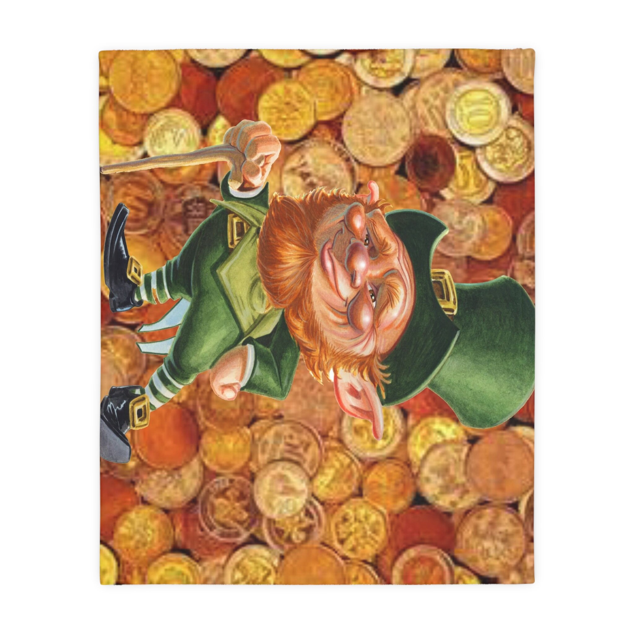 Leprechaun Gold Coins Irish Icons Sayings St. Patrick's Day Velveteen