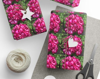 Magenta and Light Magenta Striped Geraniums Flowers Wrapping Papers