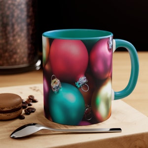 Colorful Christmas Yuletide Ornaments 11oz Accent Mug