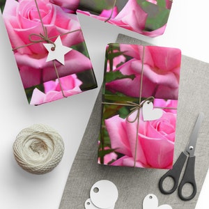 Pink Roses Flowers Wrapping Papers