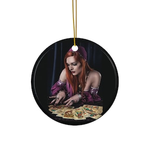 Adorno navideño de cerámica de adivina gitana para Halloween, 4 formas