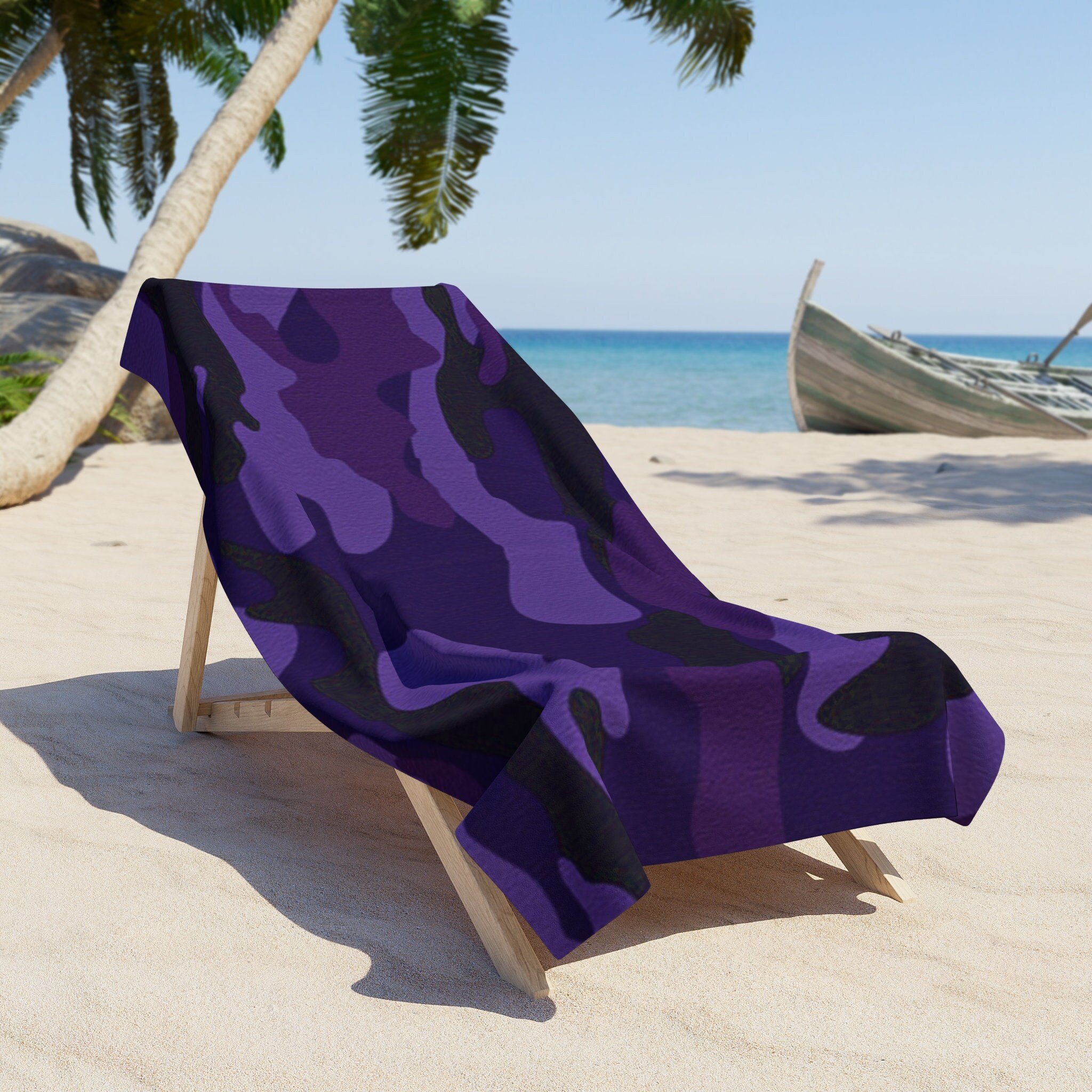 Purple Camouflage Beach Towel, image size:2048x2048