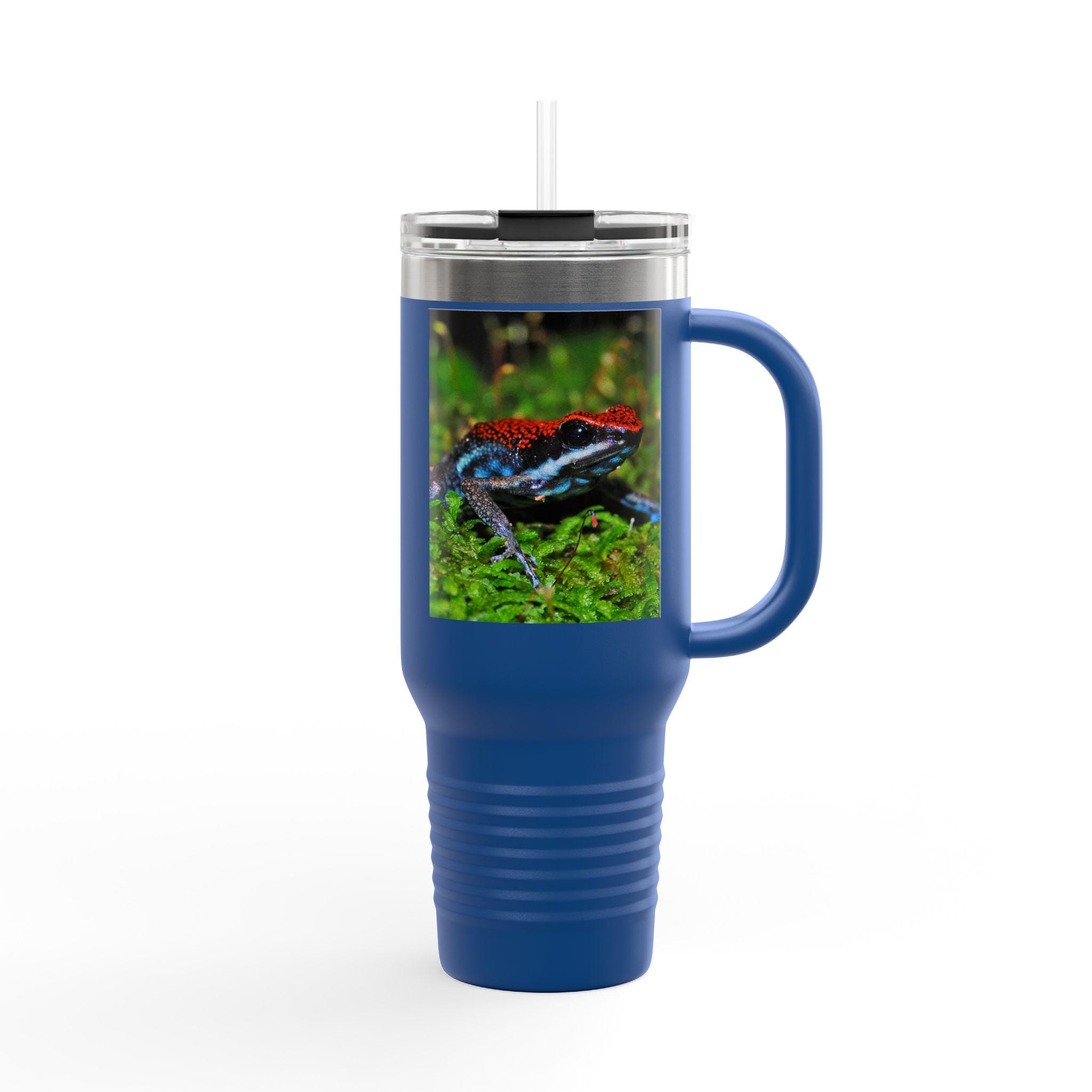 Vibrant Poison Dart Tropical Frogs Inspired Insulated Travel Mug