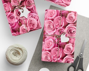 Pink Roses Flowers Wrapping Papers
