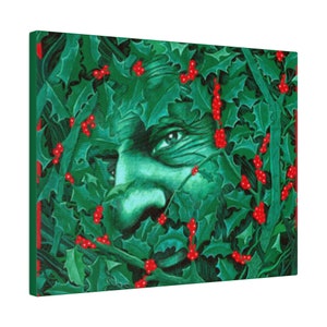 Holly King Yuletide Decoration Matte Canvas, Stretched, 0.75&quot;