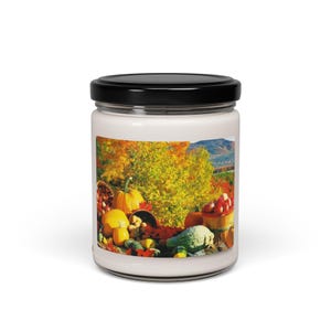 Fall Mountain Apples Gourds Thanksgiving Scented Soy Candle, 9oz