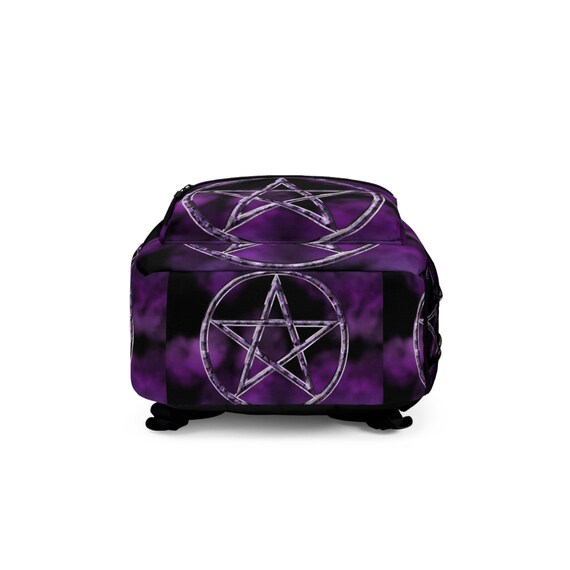 Lavender Pentagram Detail Backpack - Unbranded Faux Leather “Purple Pentagram” - Messenger Backpack. ? www  main image 3