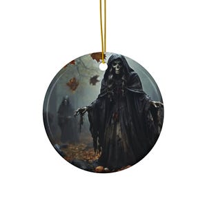 Creepy Grim Reapers Halloween Christmas Ceramic Ornament, 4 Shapes