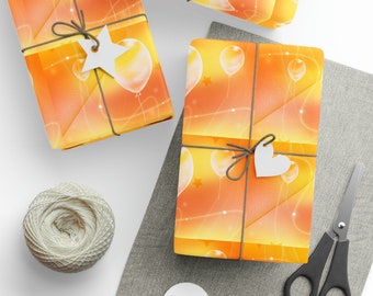Orange and Yellow Balloons Birthday Wrapping Papers