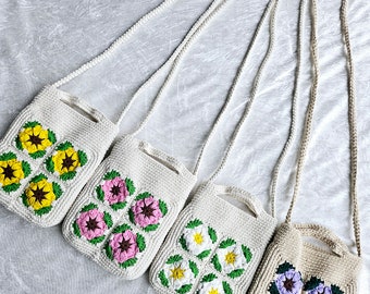 Handmade Crochet Flower Crossbody Bag