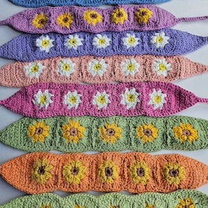 Crochet Sunflower Bohemian Headband, Crochet Handmade Hair Accessory, Gift for her, Handmade Head Band, Boho Tie Back Bandana