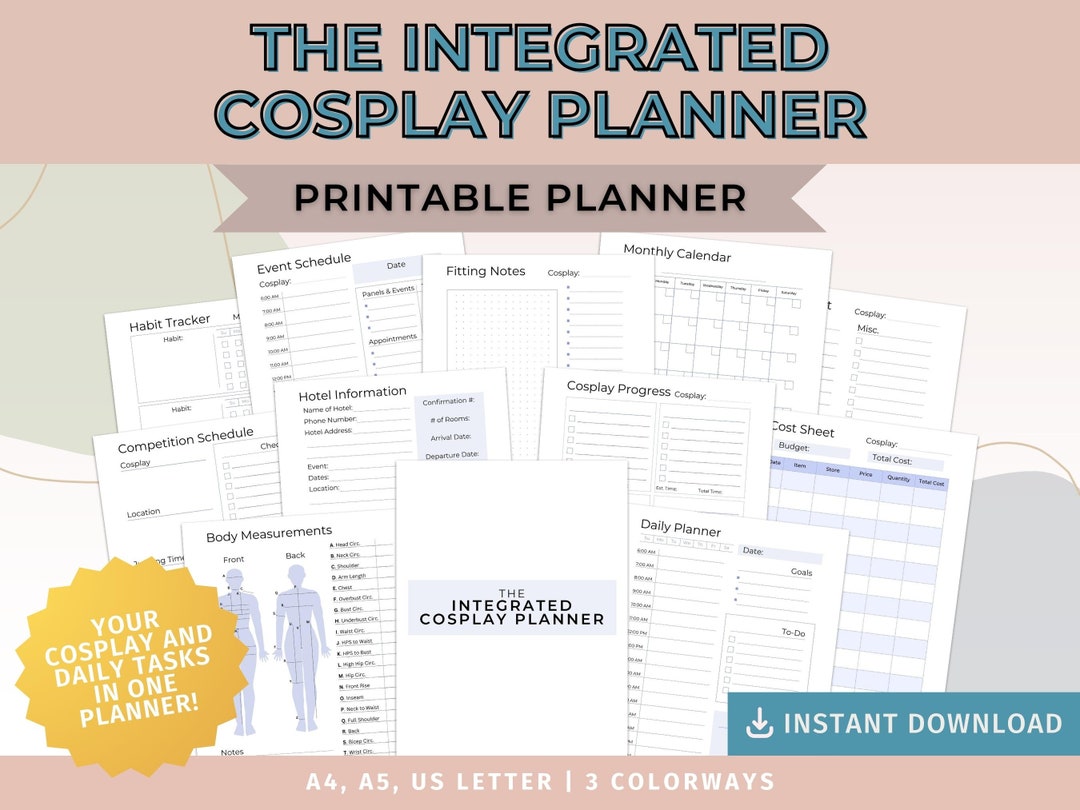 The Integrated Cosplay Planner Downloadable Planner, Printable Planner ...