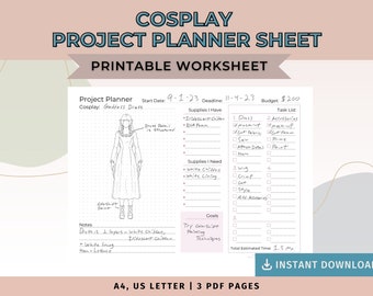Cosplay Planner Time Tracking Project Planner PDF Planner - Etsy