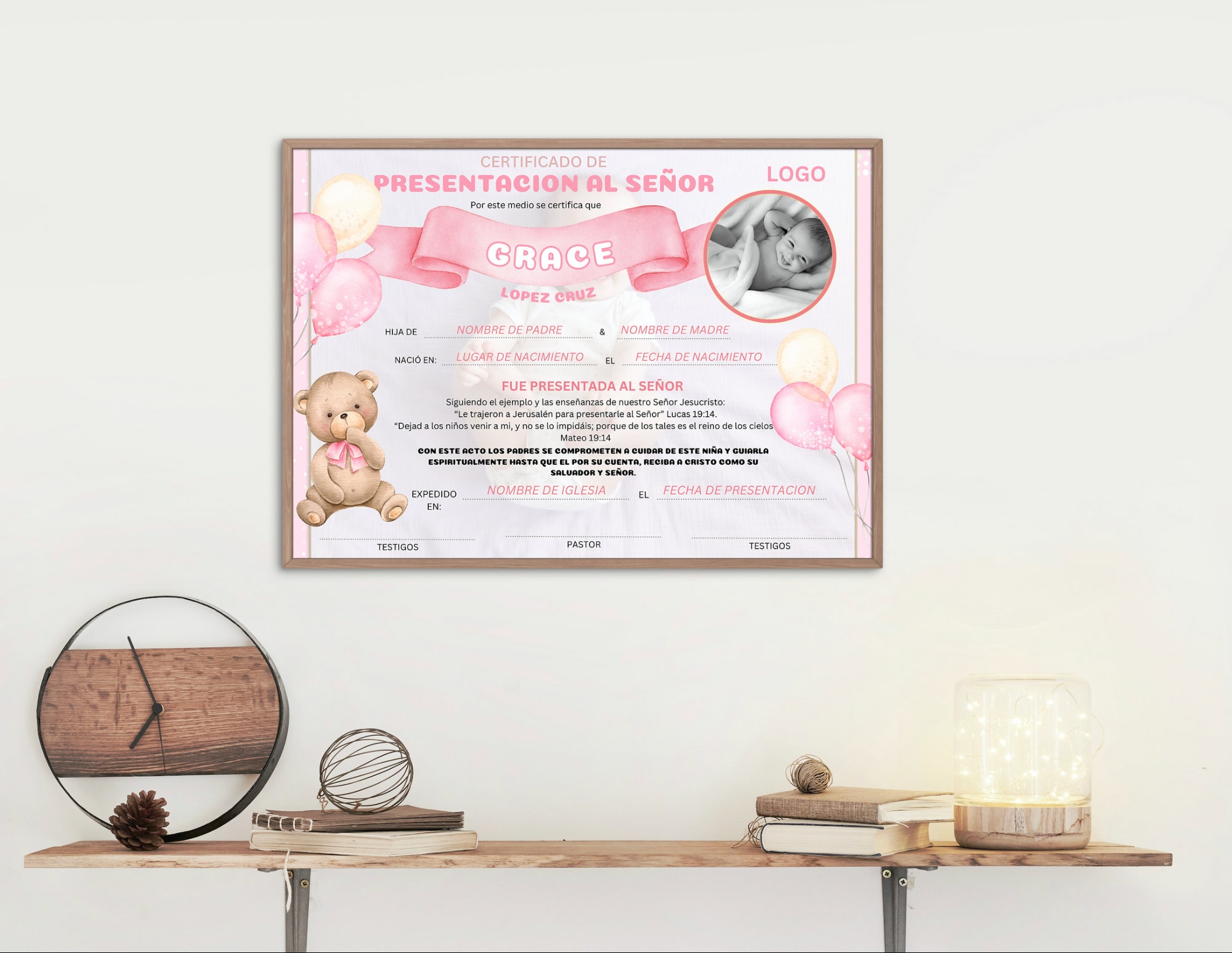 Certificado De Presentacion De Niños-canva TEMPLATE - Etsy