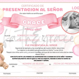 Certificaat van presentatie van Niños-CANVA SJABLOON