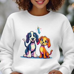 Felpa con cane dei cartoni animati, cuccioli adorabili vaccinati, regalo per tecnici veterinari, amante degli animali, felpa per proprietari di animali domestici, felpa divertente, regalo per veterinari
