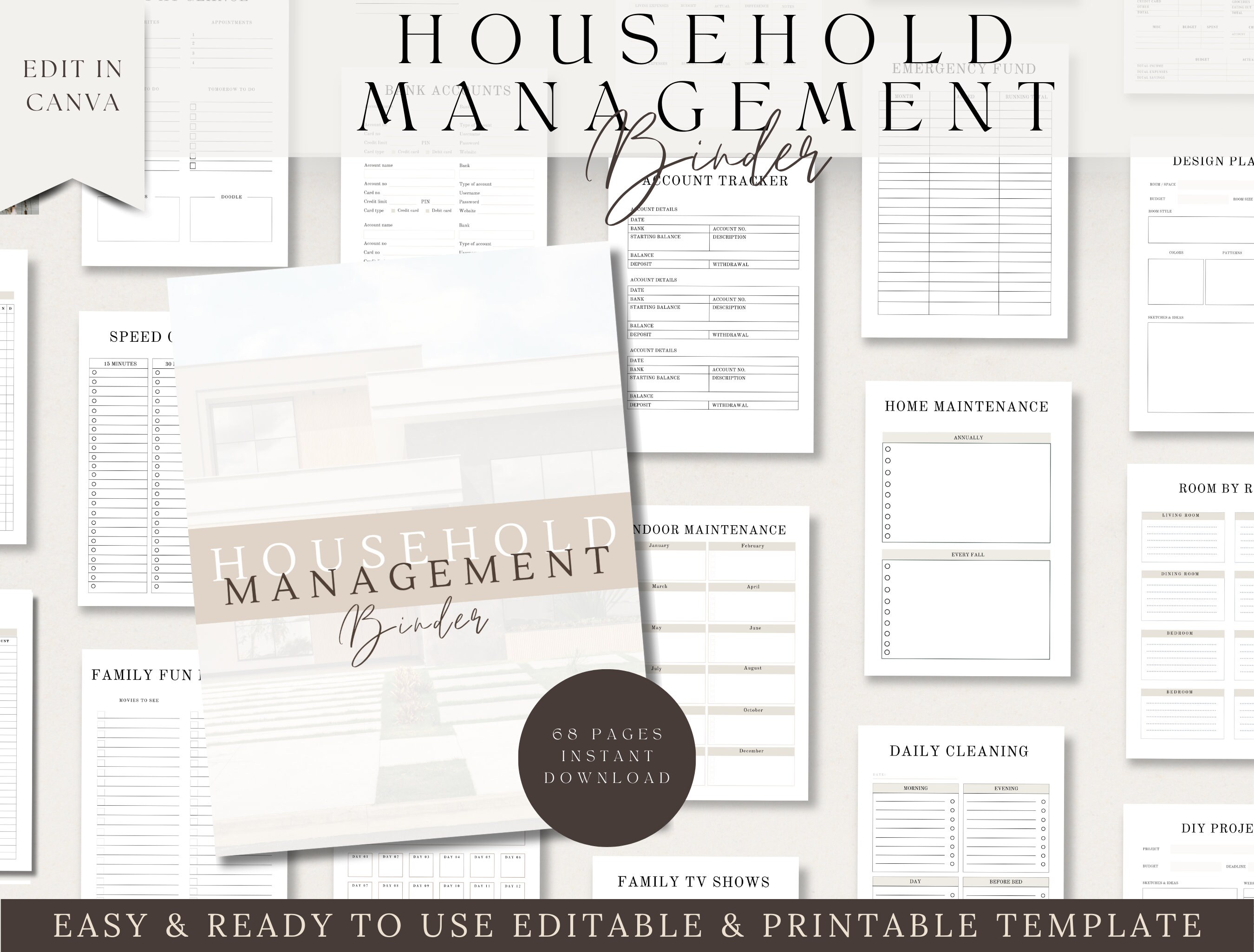 Household Planner Printable Household Management Binder Household ...