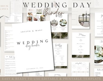 35-page Canva Wedding Day of Binder Template, Wedding Planner, Wedding Itinerary, Wedding Planning Book, Wedding Planning Checklist,Binder