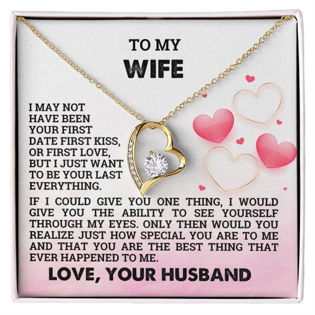 Gold Heartforever Love Necklace for My Wife, Valentine Gift, Gold