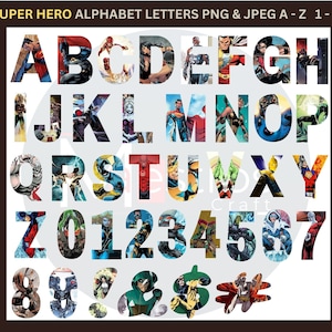 Superhero Alphabet PNG, Superhero Letter Font Clip Art, Superhero Letter PNG, Silhouette Files, Superhero Alphabet Cricut