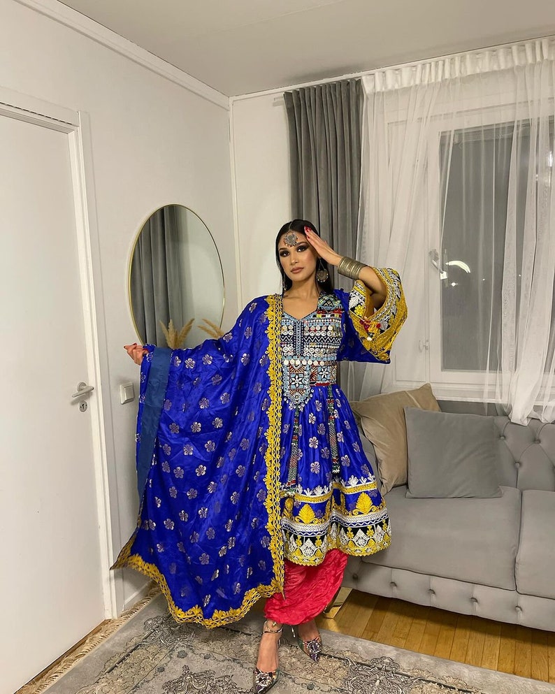 Afghan Women Dress Traditional Handmade Afghan Women kuchi Girl With Afghan Handmade Wedding Afghan Eid Style Embroidery Clothes Afghani image 1